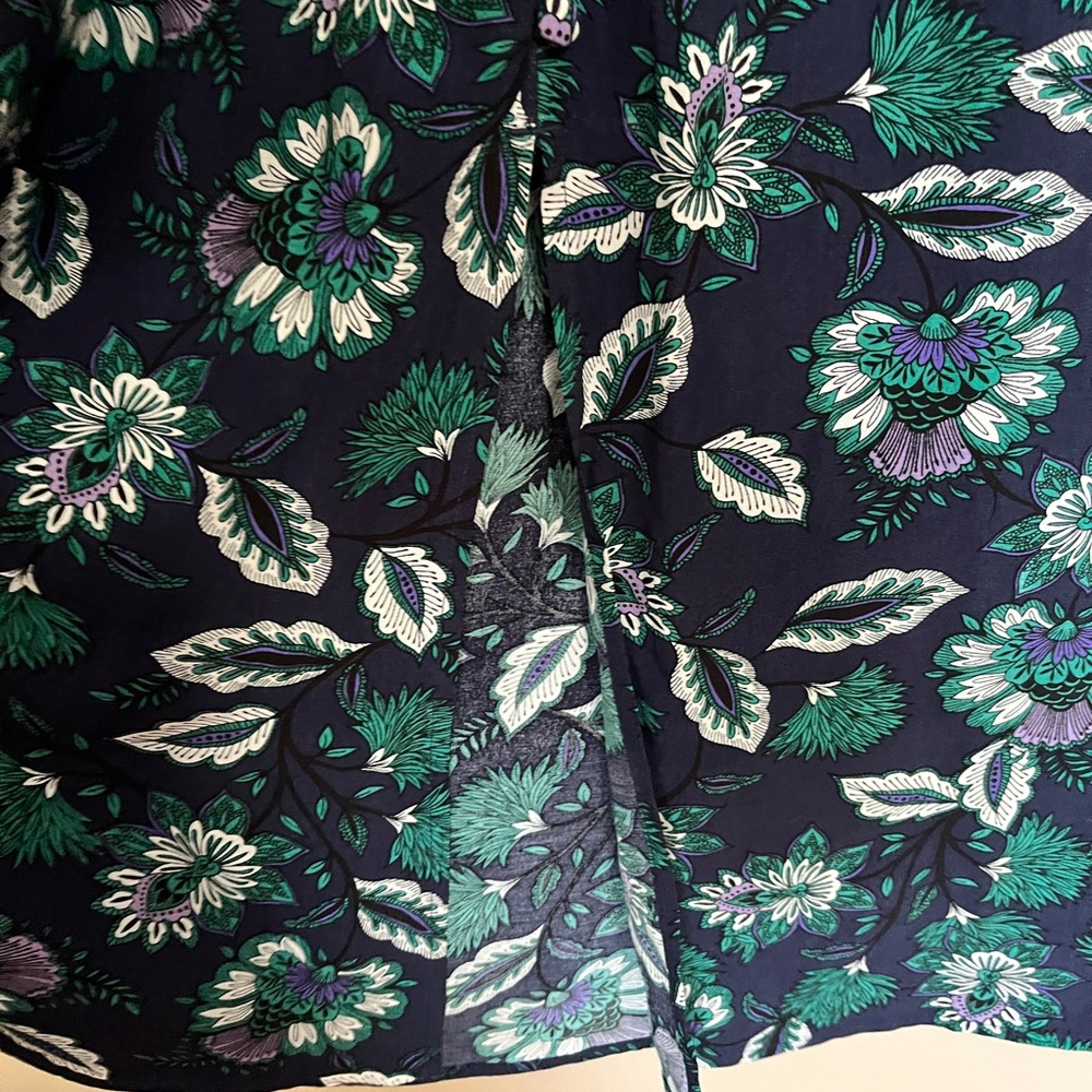 Loft Floral Print Midi Skirt with front button accents and front slit - Picture 3 of 6
